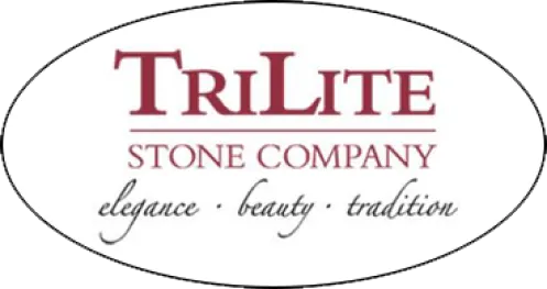 TriLite Stone Company logo with the words elegance, beauty, tradition in cursive below the company name.