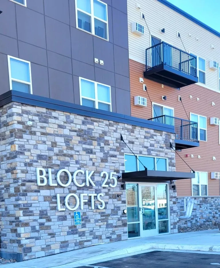 Block 25 Lofts in Willmar, MN, with a TriLite stone veneer facade