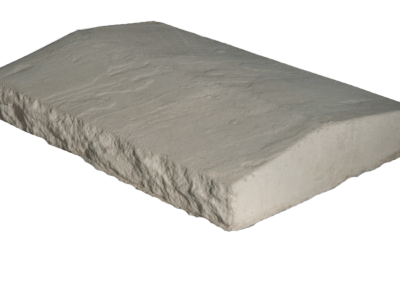 A rectangular slab of rough, white stone with uneven edges on a plain background.