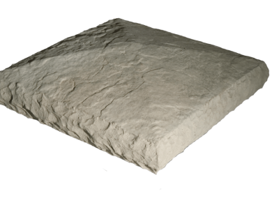 A square, light gray stone slab with rough, uneven edges and a textured surface.